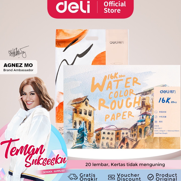 

2.2 sale Deli Watercolor Paint Paper / Kertas Gambar / Canvas 4K/8K/16K/32K 20 Lembar Kertas 230g 739XX