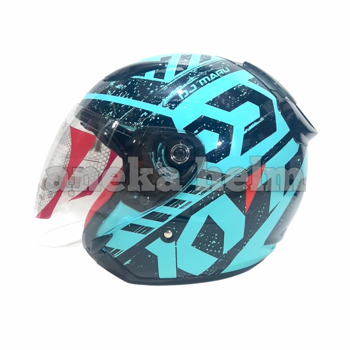 Helm KYT DJ MARU MOTIF #16 Aqua Blue Black