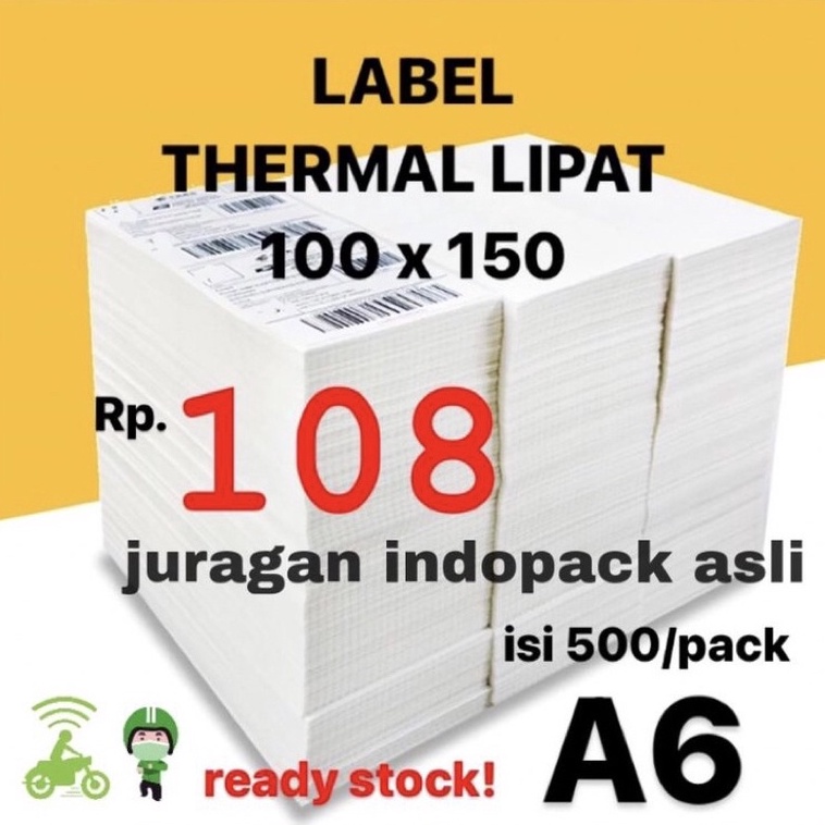 

Produk trendy LABEL STICKER THERMAL LIPAT 100 X 150 BARCODE 100X150 UKURAN A6