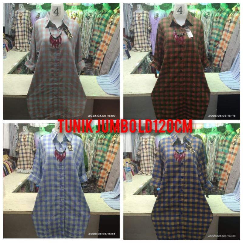 Tunik wanita // Tunik motif kotak bahan katun premium