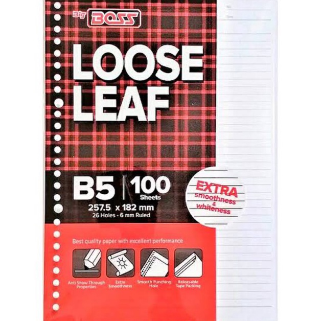 

3.3 Brands Festival Loose Leaf Big Boss B5 26 Lubang isi 100 lembar