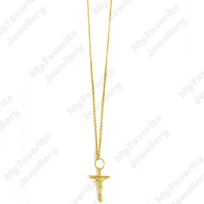 Promo Kalung Fancy Set Liontin Salib Emas Asli Kadar 700 Diskon