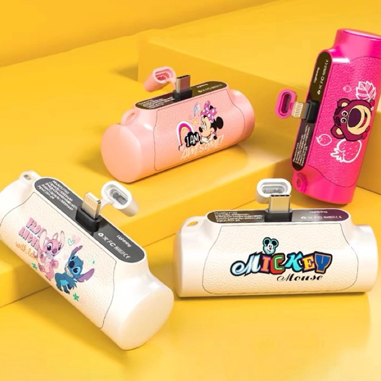 Top Seller6c6Bq disney theme mini power bank 5000 Mah pocket capsule powerbank lotso mickey stich