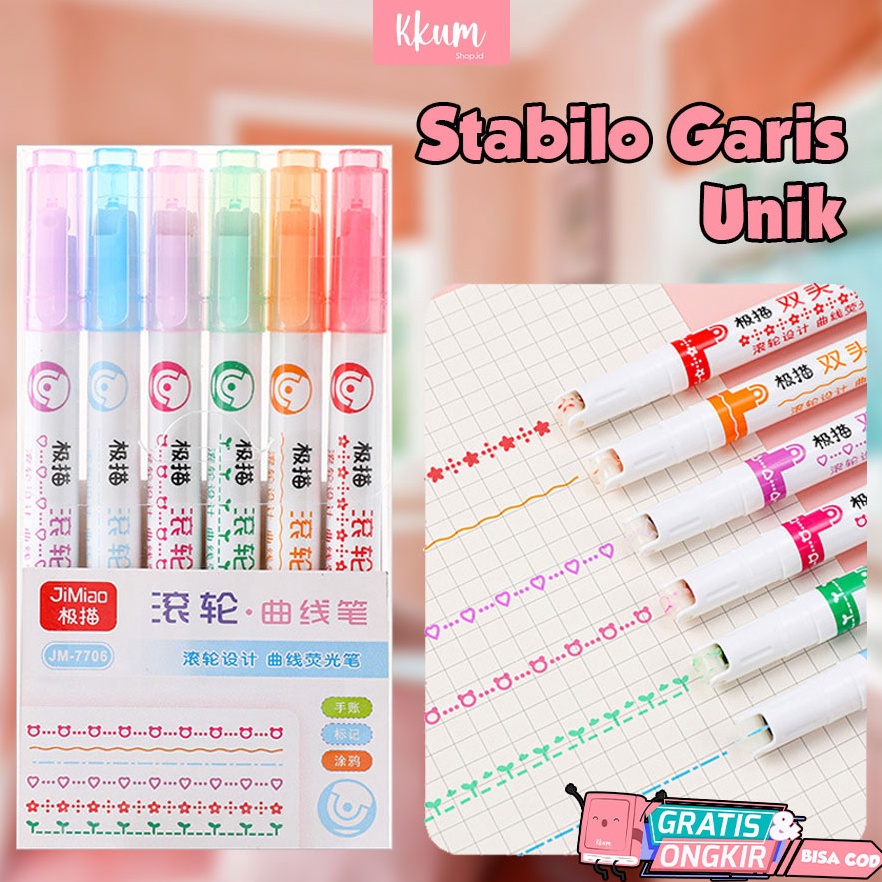 

9.9 Promo Brand 6 PCS Colorful Stamp line marker set/ Spidol gambar garis warna cute