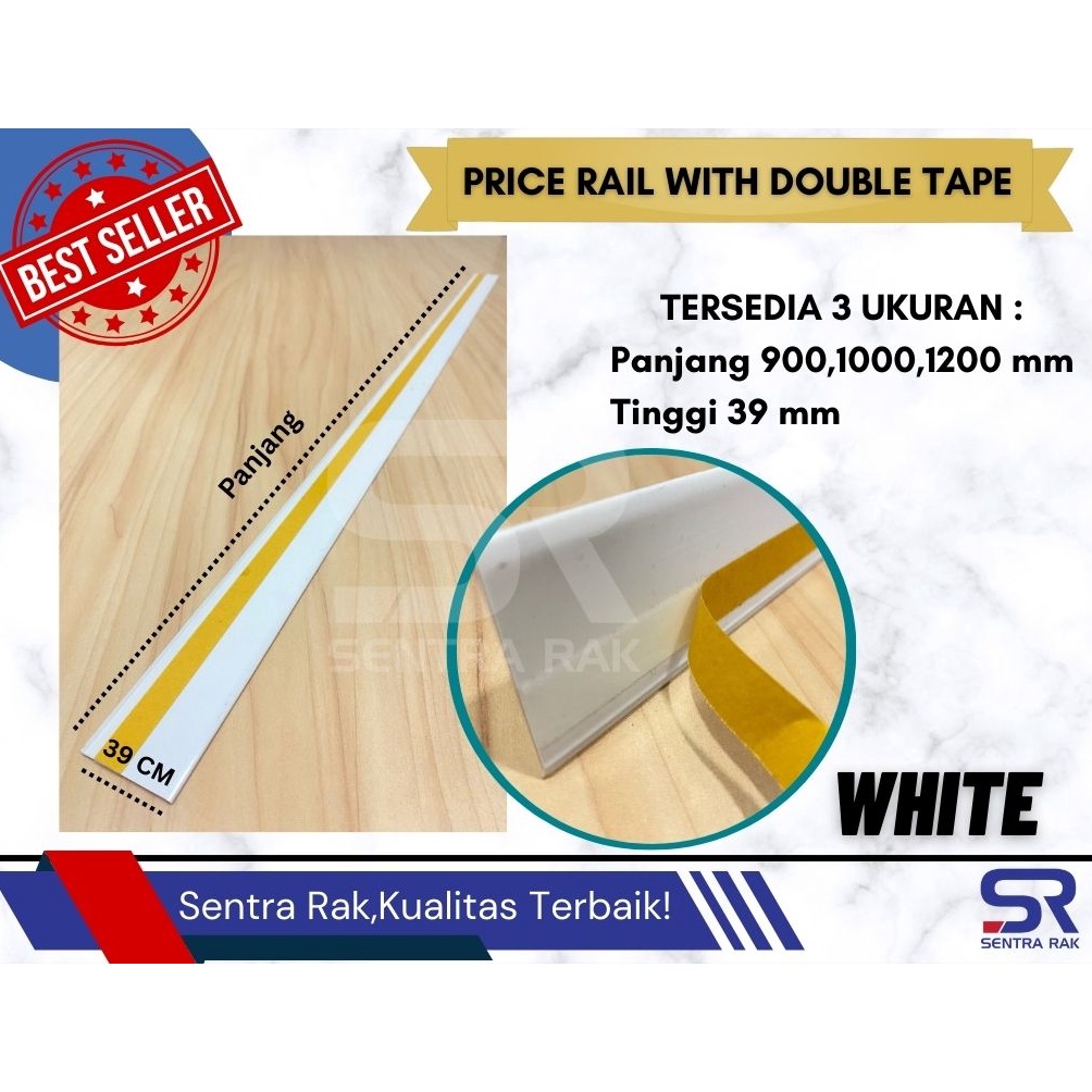 

Star 4.4 Price Rail / Lis Harga / Price Card Double Tape- Uk 120 cm Putih Susu