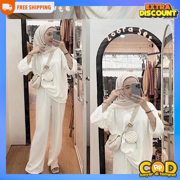 1 Set Remaja Korean Style Satu Stel Ootd Stelan Bju Wsnita Outfit Kece Bsju Clna Prempuan Dwsa Bju S