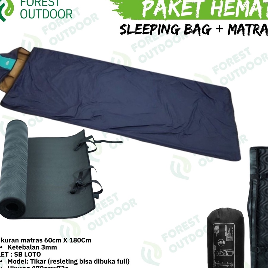 Terjamin Paket sleeping bag bantal + matras - sleeping bag matras - paket matras dan sleeping bag - 