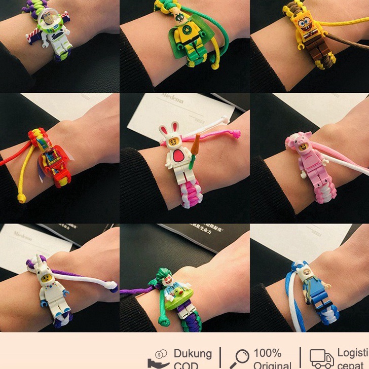 [K✒68?X [restock] Brick Buzz Lighyer Superman Gelang Bracelet Avanger Unicorn Gelang Jalinan LEGO Bu