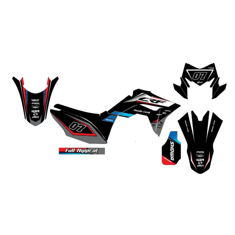 Decal stiker crf 150l motif hitam abu abu bisa ubah nama nomer warna bebas suka suka