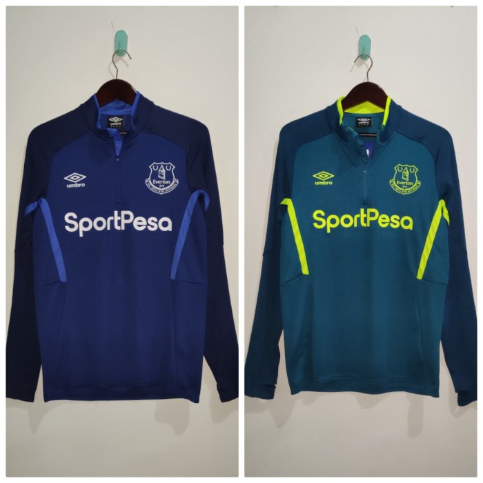 ORIGINAL EVERTON HALF ZIPPER TRAINING JACKET NO PLAYER ISSUE JERSEY