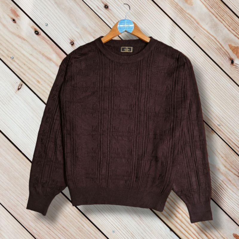 SWEATER RAJUT FENDI EMBOS KNITWEAR PRIA WANITA VINTAGE SWEATER