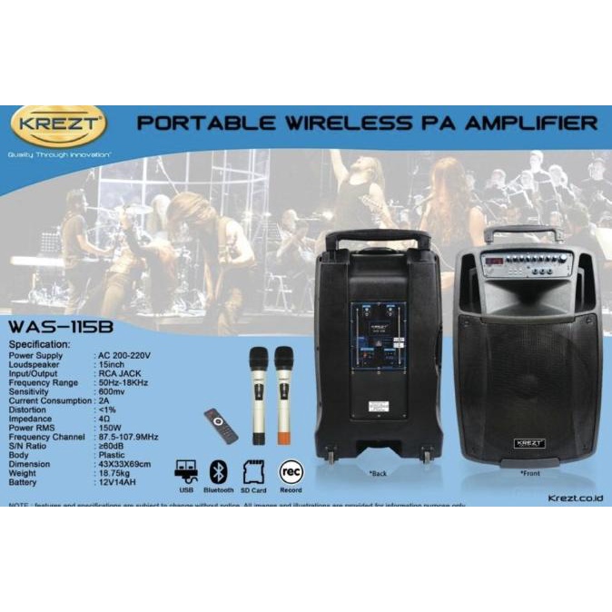 Speaker portable 15 inch krezt was 115B original