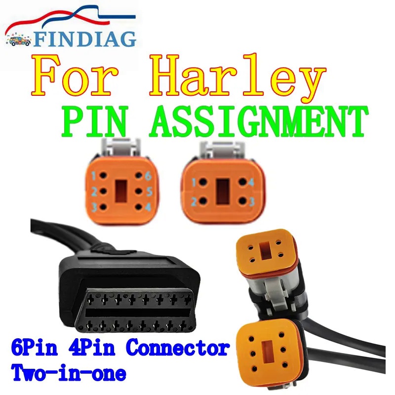 ❤Latest For Harley Davidson Motorcycle 6Pin 4Pin Two-in-one To OBD2 Adapter OBD2 Diagnostic Scanner 
