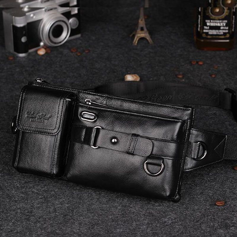 Tas Pinggang Kulit Asli Import Tas Pinggang Pria dan Wanita RZ61717 Kulit Asli Import Waist Bag Mult
