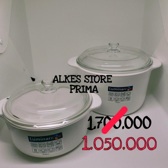 Panci Kaca Luminarc Vitro Vitroline Set 1,5 L+ 3 L With Lid Transparan