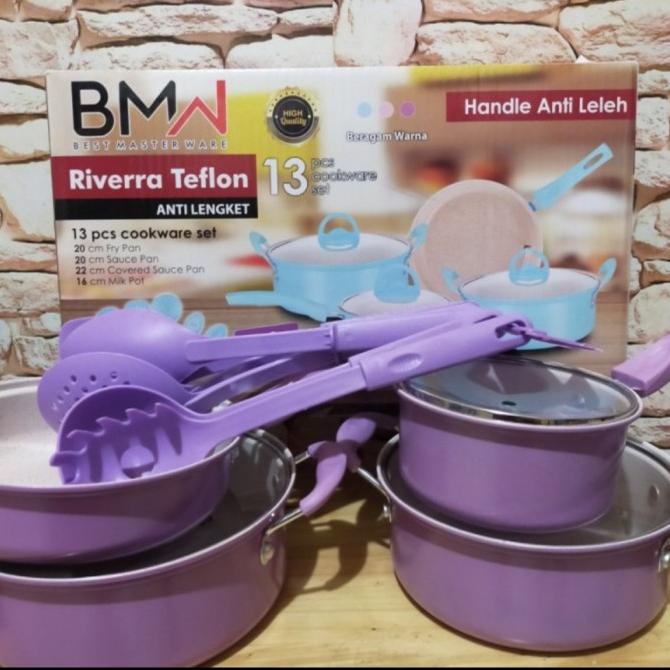 Panci Teflon Set/Panci Teflon Set Bmw Riverra 13 Pcs/Wajan Marble Pan