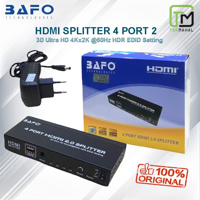 ✨Ori Hdmi Splitter Bafo 4 Port - Splitter Hdmi Bafo 4 Port Berkualitas
