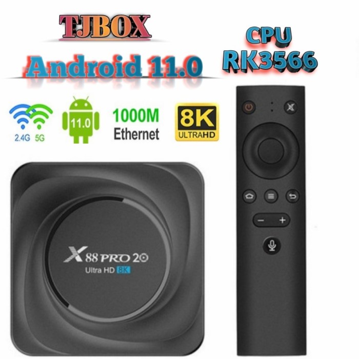 ✨Ori Android Tv Box X88 Pro 20 Ram 8Gb Rom 128Gb New Rk3566 Android 11.0 8K Terbatas