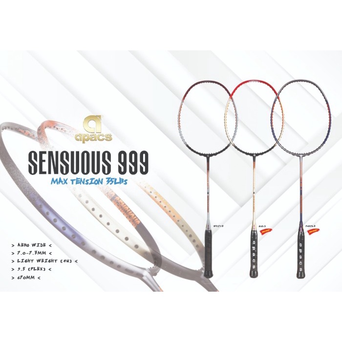 [New Ori] Raket Bulutangkis Badminton Apacs Sensuous 999 Logo Uk 4U/G2 Original Limited