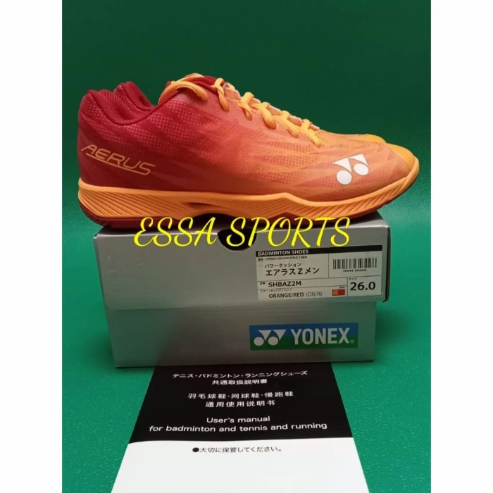 [Best Seller] Sepatu Badminton Yonex Aerus Z2 Orange Red Jp Code Original Bisa Sameday