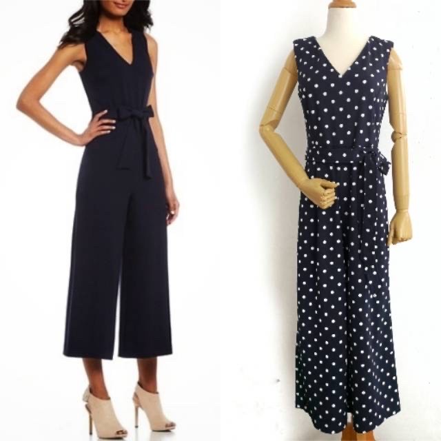 [Ori] Calvin Klein Wide Leg Cropped Jumpsuit Polkadot Party Hang Out Kado Bisa Sameday