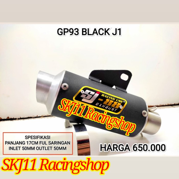 ✨Termurah Slincer Knalpot Sj88 Gp93 J1 Black Hitam 17 Cm Full Saringan In Out 50 Diskon