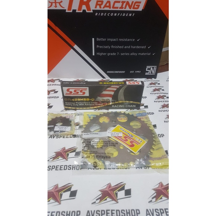 ✨Ori Gear/Gearset/Girset Sss Honda New Cb 150 R  Rantai Hsbt 428-130L Gold Terbatas