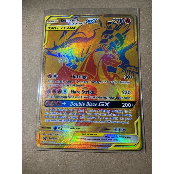 ✅New Kartu Pokemon Tcg En Promo Sm247 Reshiram  Charizard Gx Tag Team Gold Bisa Gojek