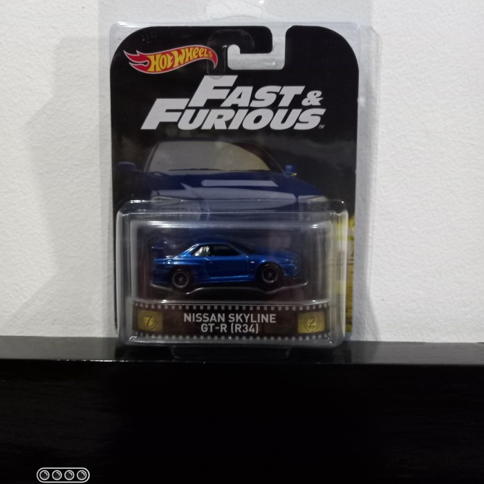 ✨New Hotwheels Retro Nissan Skyline R34 Fast Furious Biru Free Protektor Diskon