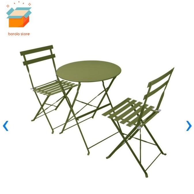Soleil Lucio Bistro Set Kursi & Meja Teras Lipat Hijau Wandahobes