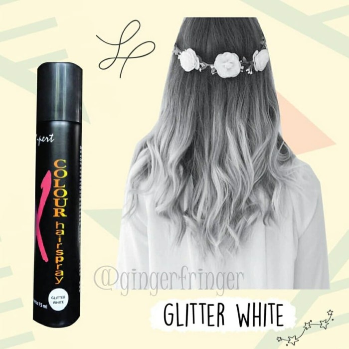 Xpert Cat Rambut Semprot Warna Glitter White