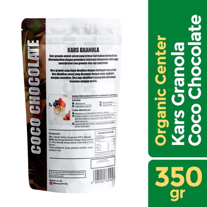 

Organic Center - Kars Granola Coco Chocolate 350gr - Cemilan Sehat