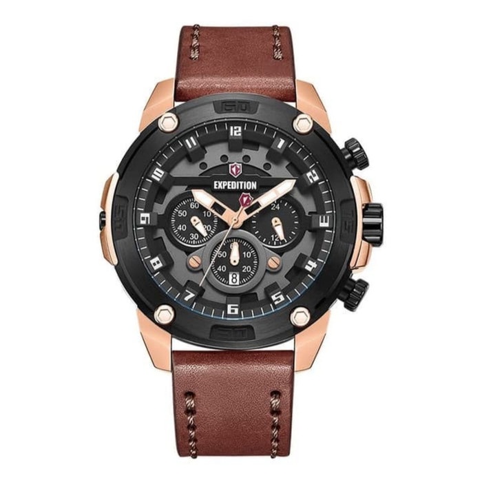 ✅Original Expedition E6787 / 6787 - Jam Tangan Pria Original - Rosegold Brown Diskon