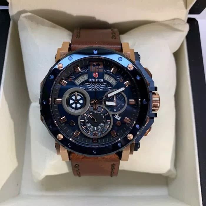 ✅Original Expedition E6402 Original - Jam Tangan Pria Chronograph Rosegold Blue Diskon