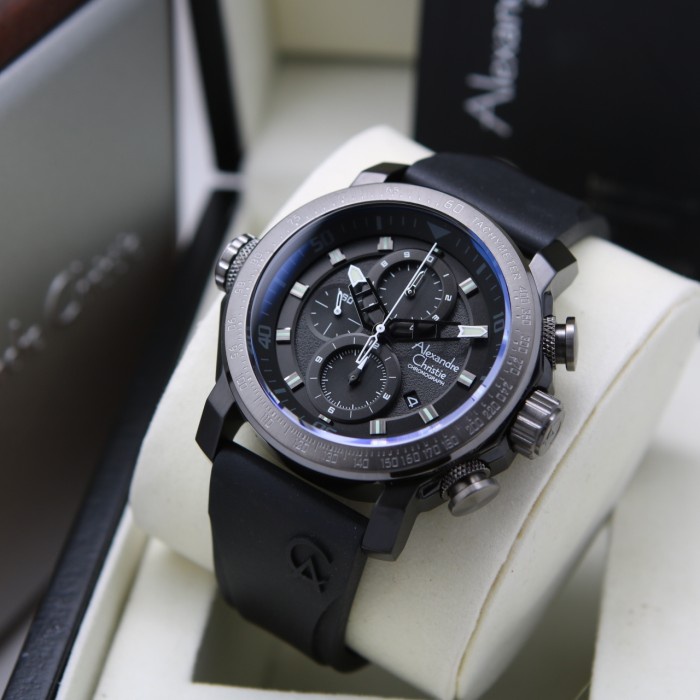 ✅Ori Alexandre Christie Ac 6565 Full Black Pria. Garansi Resmi 1Tahun Berkualitas