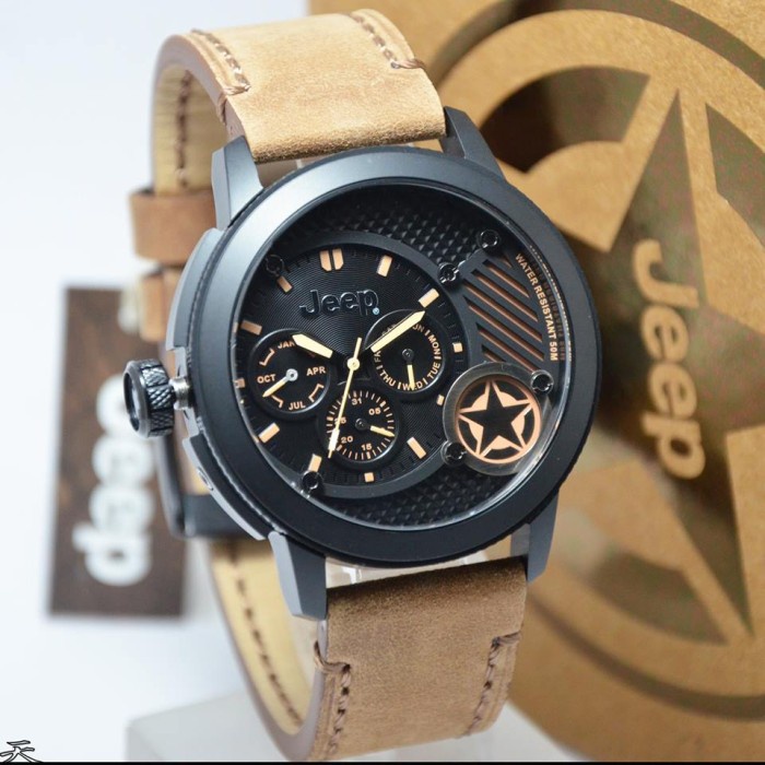 ✅Original Jeep Jpw61803 - Jam Tangan Pria Kulit Original - Brown Limited