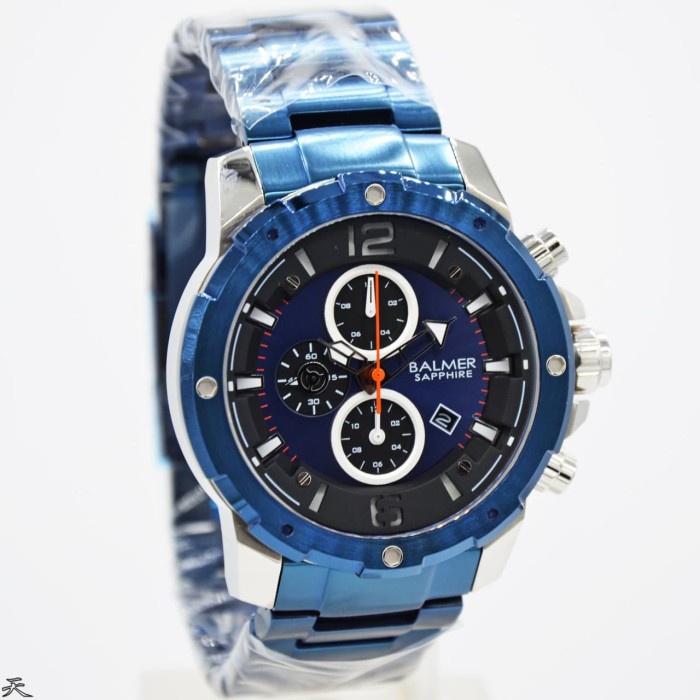 ✅Original Jam Tangan Pria Balmer B7978 Silver Blue Steel Cronograph Sapphire Ori Bisa Gojek