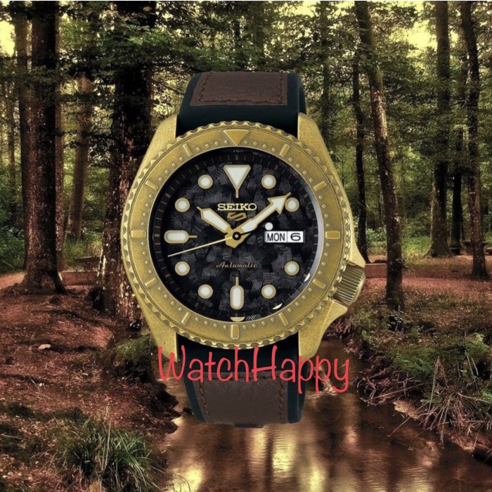 ✅Sale Seiko 5 Sports Srpe80K1 Men Black Dial Brown Polyurethane Strap Srpe80 Bisa Gojek