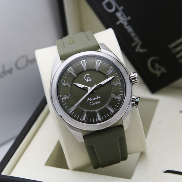 ✅Ori Alexandre Christie Ac 8630 Silver Green  Led Button Rubber. Original Terbatas