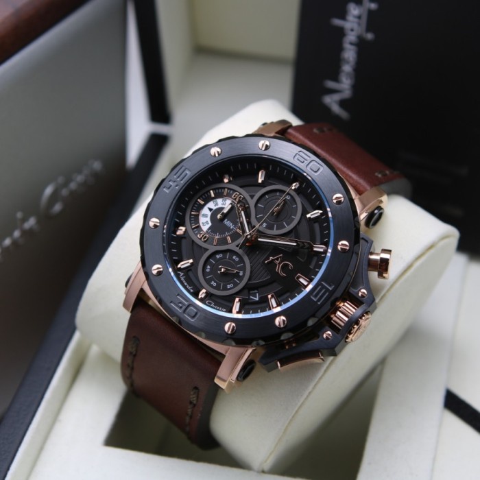 ✅Original Jam Tangan Pria Alexandre Christie Ac 9205 Ac9205 Rosegold Brown Klt Bisa Gojek