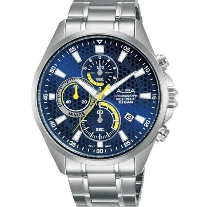 ✅Sale Alba Pria Am3873X1 Chronograph Blue Dial Stainless Steel Am3873 Berkualitas