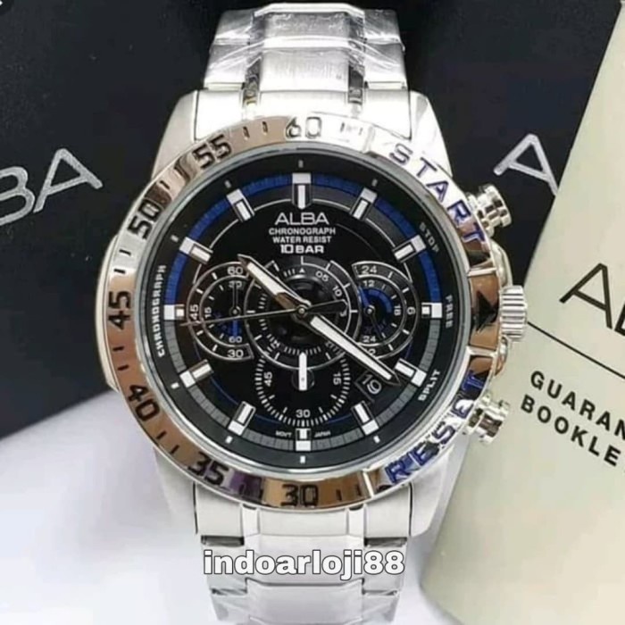 ✅Ori Alba At3895X1 Chronograph Black Dial Stainless Steel Men'S Watch Terbaru