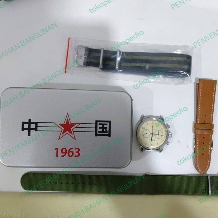 ✅Ori Red Star Seagull 1963 St1901 Chronograph Airforce 42Mm Pilot Watch Berkualitas