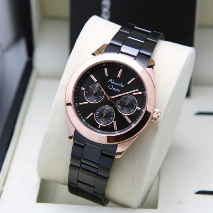 ✅New Alexandre Christie Ac2950 Ac 2950 Black Rosegold Jam Wanita Original Terbatas