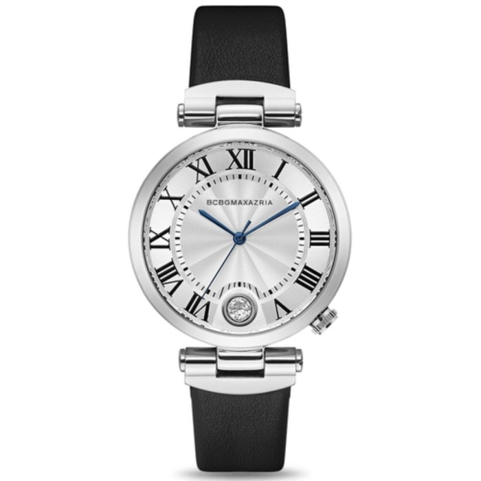 ✅New Bcbgmaxazria Bg50825001 White Dial Black Leather Ladies Watch Terbaru