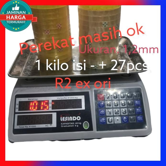 

Lakban Kiloan Bening 1,2Cm/ Isi - +27 Pcs Berat 1000 Gram Kwalitas Ok