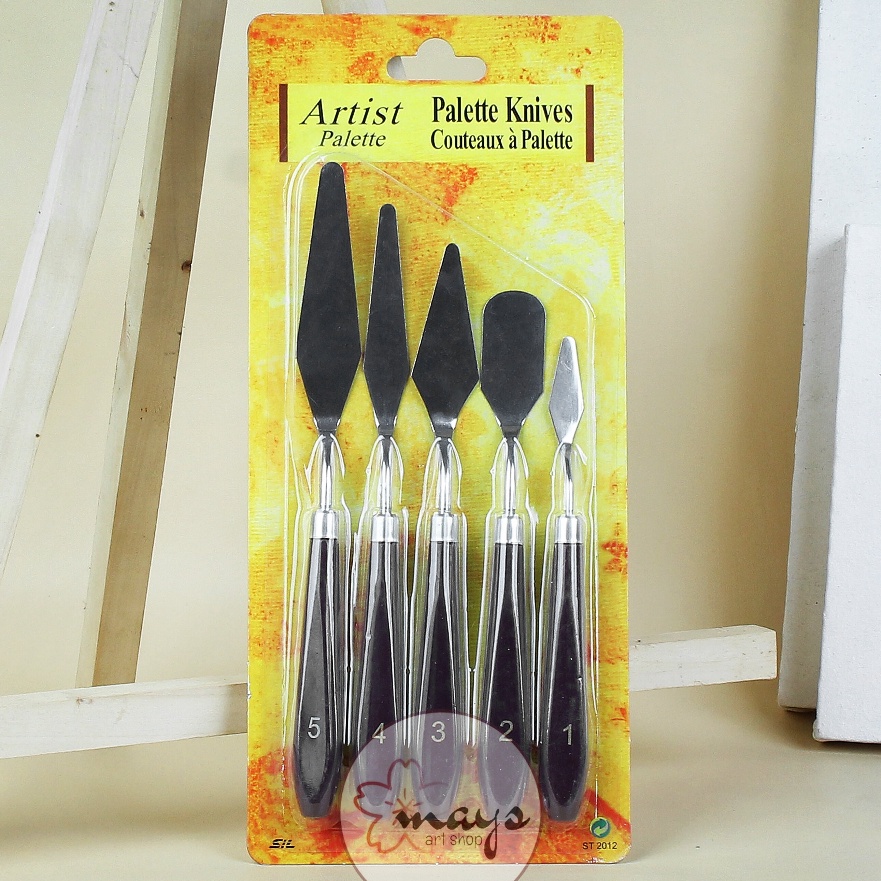 

(U62❤) [5 Pcs] Painting Knife Set Isi 5 / Pisau Palet Lukis / Paint Knife Merk Artist Palette / V-Tec!