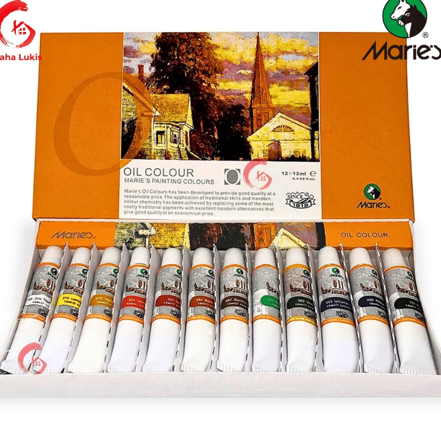 

(D03ご] Cat Minyak Maries Oil Color Set 12 E-1386B.!