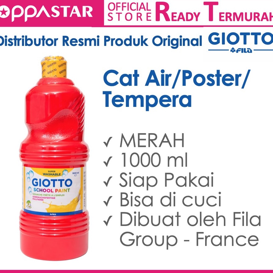 

[G57✯) Cat Air Cat Poster Cat Tempera Giotto School Paint 1000 ml Red Merah..