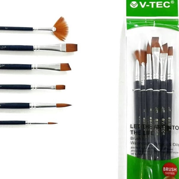 

(O40➛) Kuas Lukis V-TEC set 6 pcs A0107/6 / V-TEC Paint Brush..!